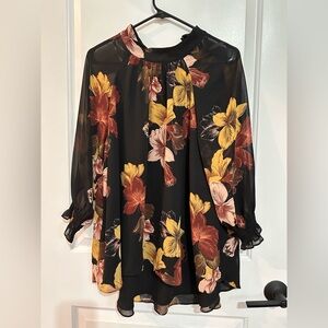 DR2 brand women’s long sleeve floral blouse, size medium